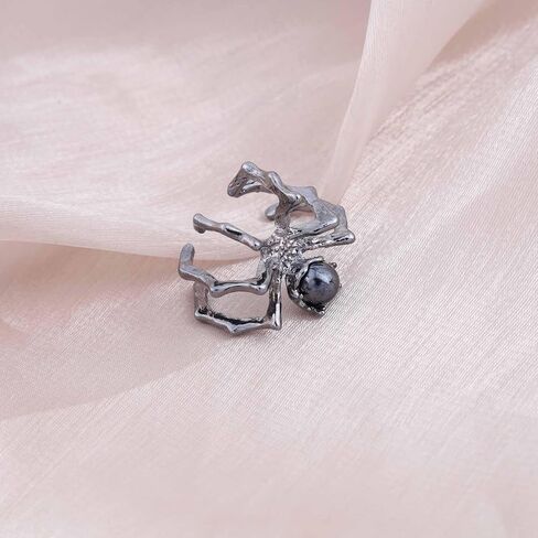 Gothic Moonstone Spider Ring Halloween Spider Ring Black Spider Finger Ring Big Spider Open Ring Adjustable Spider Statement Ring Jewelry for Women in Saudi Arabia