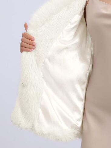 Seta T Women's Faux Fur Coat Long Sleeve Fleece Jacket Shaggy Warm Winter Coat with Pockets in Kuwait