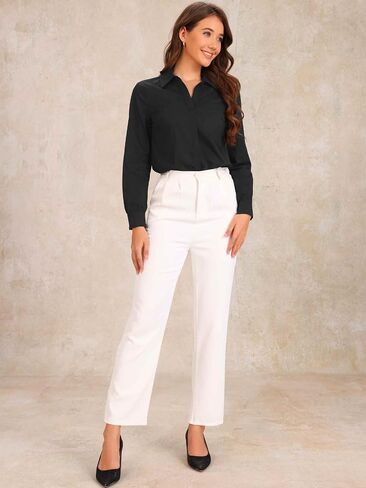 Allegra K Work Bodysuit for Women's Collared V Neck Polo Long Sleeves Button Casual Bodysuit Shirt in Saudi Arabia