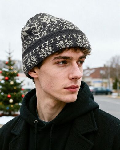 CLAPE ندفة الثلج قبعة صغيرة قبعة الشتاء متماسكة مكبلة قبعة عيد الميلاد الدافئة الدافئة ساعة عطلة قبعة الجمجمة للطقس البارد in Kuwait