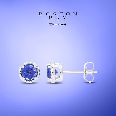 بوسطن خليج الماس 925 الفضة الاسترليني جوهرة الأحجار الكريمة حبل هالو سوليتير أقراط in Kuwait