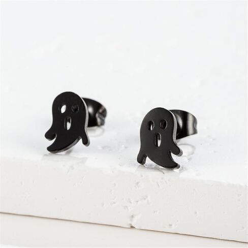 Halloween Ghost Stud Earrings Minimalist Stainless Steel Funny Cute Tiny Spooky Pumpkin Skull Small Horror Earrings for Women Gothic Halloween Cosplay Party Christmas Holiday Fashion Jewelry in Saudi Arabia