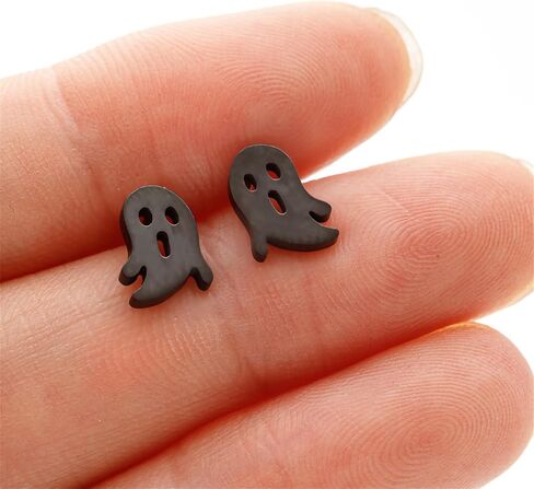 Halloween Ghost Stud Earrings Minimalist Stainless Steel Funny Cute Tiny Spooky Pumpkin Skull Small Horror Earrings for Women Gothic Halloween Cosplay Party Christmas Holiday Fashion Jewelry in Saudi Arabia