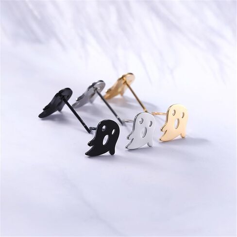 Halloween Ghost Stud Earrings Minimalist Stainless Steel Funny Cute Tiny Spooky Pumpkin Skull Small Horror Earrings for Women Gothic Halloween Cosplay Party Christmas Holiday Fashion Jewelry in Saudi Arabia