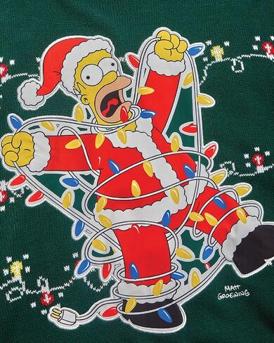 The Simpsons Men's Ugly Christmas Sweater - Homer Simpson Crewneck Pullover Sweatshirt - Cute Holiday Sweaters for Men (S-XL) in Kuwait