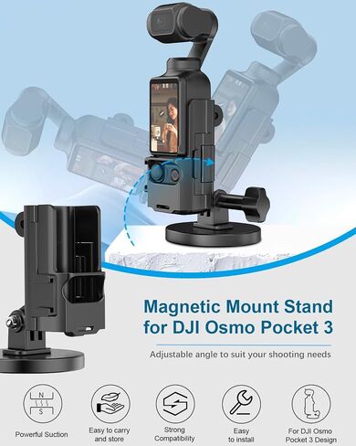 Charging Adapter Base for DJI Osmo Pocket 3, TzezFoz Dock Desktop Charging Base Aluminum Alloy Bracket for DJI Osmo Pocket 3 Accessories, 1/4 Screw Hole for Tripod, Aluminum Alloy Bracket in Kuwait