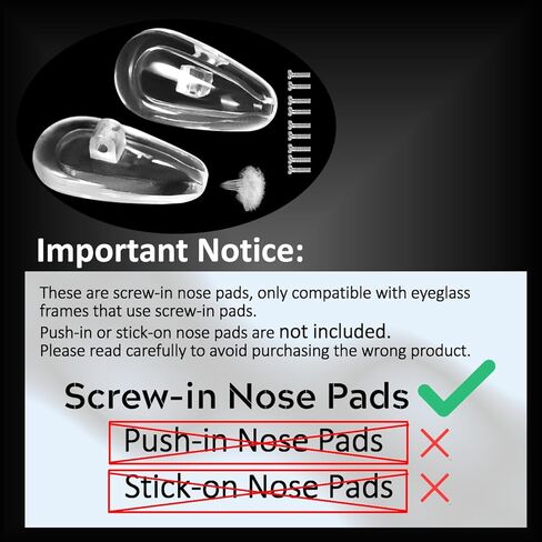 طقم إصلاح وسادات الأنف للنظارات، TEKPREM 24 زوجًا من وسادات الأنف لنظارات العين مع 6 أنواع مختلفة من البراغي في وسادات الأنف المصنوعة من السيليكون، ومسامير، ومفكات وقماش للنظارات الشمسية ونظارات الأطفال in Kuwait