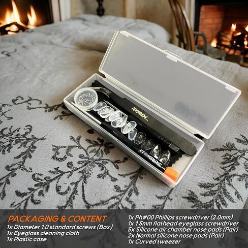 طقم إصلاح وسادات الأنف للنظارات، TEKPREM 24 زوجًا من وسادات الأنف لنظارات العين مع 6 أنواع مختلفة من البراغي في وسادات الأنف المصنوعة من السيليكون، ومسامير، ومفكات وقماش للنظارات الشمسية ونظارات الأطفال in Kuwait