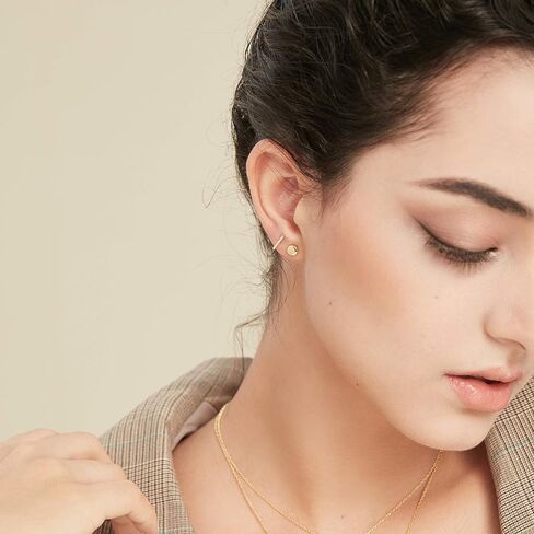 S.Leaf Sterling Silver Stud Earrings for Women Gold Plated Tiny Dot Square Star Heart Earrings Dainty Simple Earrings for Women (E_Square_Gold) in Kuwait