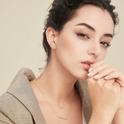 S.Leaf Sterling Silver Stud Earrings for Women Gold Plated Tiny Dot Square Star Heart Earrings Dainty Simple Earrings for Women (E_Square_Gold) in Kuwait