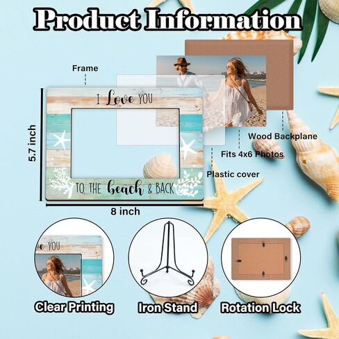 Beach Picture Frame, Wedding Gift, Couple Photo Frame, Beach Travel Honeymoon Picture Frames 4X6 In, Engagement Gifts for Couples, Newlyweds -B01 in Saudi Arabia