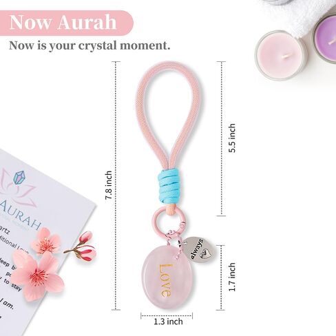 سلسلة مفاتيح كريستال ملهمة مقاس 7.8 سم - حجر علاج لتخفيف القلق مع بطاقة تأكيد، هدية مدروسة للنساء in Kuwait