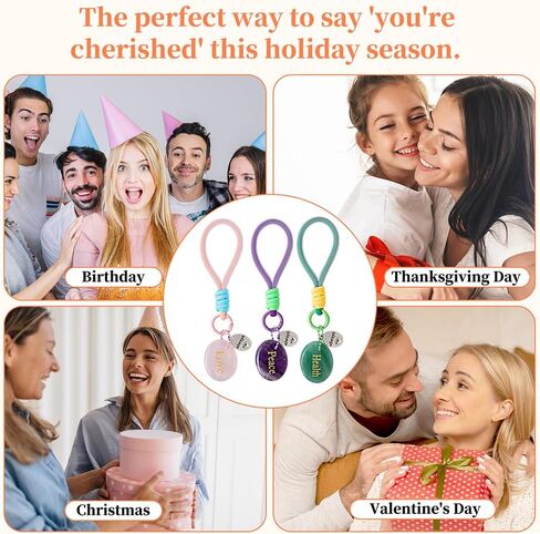 سلسلة مفاتيح كريستال ملهمة مقاس 7.8 سم - حجر علاج لتخفيف القلق مع بطاقة تأكيد، هدية مدروسة للنساء in Kuwait