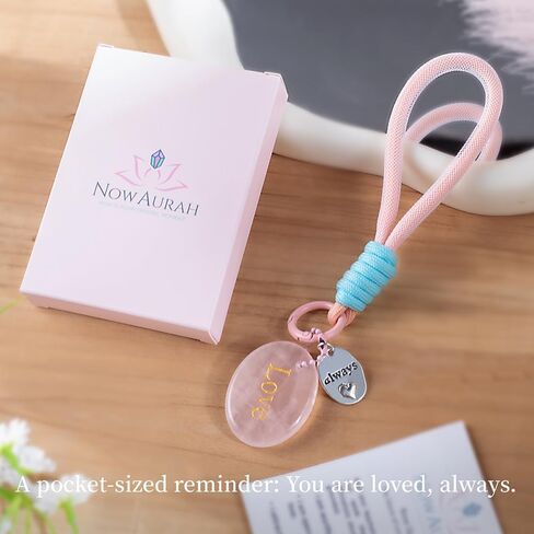 سلسلة مفاتيح كريستال ملهمة مقاس 7.8 سم - حجر علاج لتخفيف القلق مع بطاقة تأكيد، هدية مدروسة للنساء in Kuwait