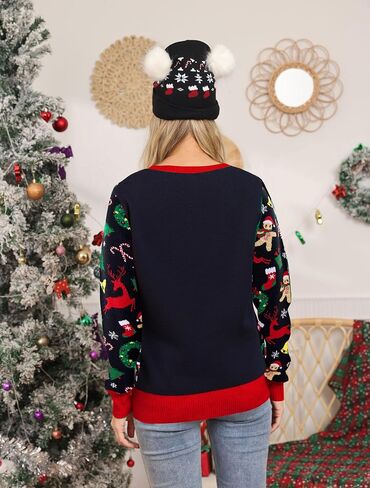 RAISEVERN Ugly Christmas Cardigan Sweater Women Oversized Knit Open Front Tops in Kuwait