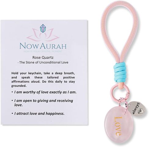 7.8" Inspirational Crystal Keychain - Anxiety Relief Healing Stone with Affirmation Card, Thoughtful Gift for Women in Saudi Arabia