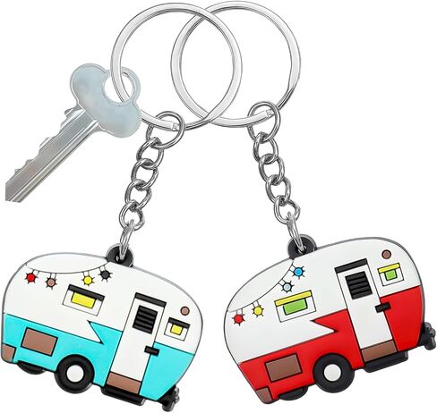 2 قطعة سلسلة مفاتيح RV Camper، ملحقات حلقة مفاتيح التخييم المقطورات سلسلة مفاتيح سيارة التخييم الرجعية للتخييم ديكور RV رحلة السفر التذكارية in Saudi Arabia