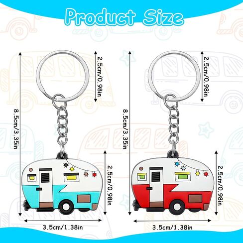 2 Pcs RV Camper Keychain, Camper Keyring Accessories Trailers Retro Camping Car Keychain for Camping Decor RV Travel Trip Souvenirs in Saudi Arabia