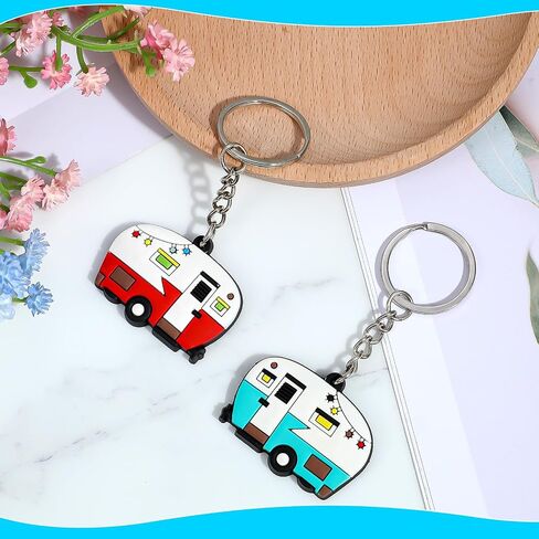 2 Pcs RV Camper Keychain, Camper Keyring Accessories Trailers Retro Camping Car Keychain for Camping Decor RV Travel Trip Souvenirs in Saudi Arabia
