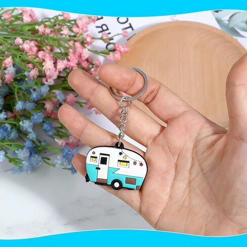 2 Pcs RV Camper Keychain, Camper Keyring Accessories Trailers Retro Camping Car Keychain for Camping Decor RV Travel Trip Souvenirs in Saudi Arabia
