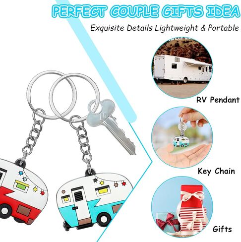 2 Pcs RV Camper Keychain, Camper Keyring Accessories Trailers Retro Camping Car Keychain for Camping Decor RV Travel Trip Souvenirs in Saudi Arabia