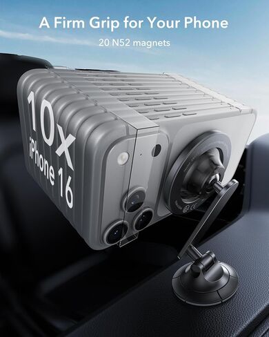 ESR for MagSafe Car Mount, Upgraded Dashboard Magnetic Phone Holder for Car, 360° Rotation, Car Phone Holder Mount for iPhone 16/16e/15/14/13/12,S25,Strong Magnets,Car Accessories(with 2 Mental Rings) in Saudi Arabia