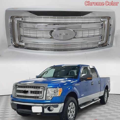 الكروم المصد الأمامي الشواية العلوية المتوافقة مع 2009-2014 Ford F-150 XLT المصد الأمامي مصبغة مجموعة الحرس استبدال ل DL3Z-8200-DA in Kuwait