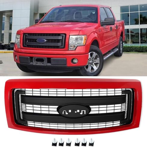 الكروم المصد الأمامي الشواية العلوية المتوافقة مع 2009-2014 Ford F-150 XLT المصد الأمامي مصبغة مجموعة الحرس استبدال ل DL3Z-8200-DA in Kuwait
