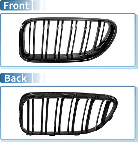 X AUTOHAUX غطاء محرك السيارة الأمامي العلوي مصبغة مصبغة لسيارات BMW M6 F06 2012-2018 الجبهة اليسرى اليمنى المصد العلوي الكلى مصبغة شواء شريحة مزدوجة لامعة زوج أسود in Saudi Arabia