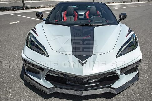 Replacement For 2020-Present Chevrolet Corvette C8 Stingray & Z51 Models | GM 5VM Style 2 Pieces Front Bumper Lower Lip Splitter (ABS Plastic - Primer Black) in Saudi Arabia