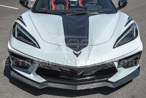 Replacement For 2020-Present Chevrolet Corvette C8 Stingray & Z51 Models | GM 5VM Style 2 Pieces Front Bumper Lower Lip Splitter (ABS Plastic - Primer Black) in Saudi Arabia