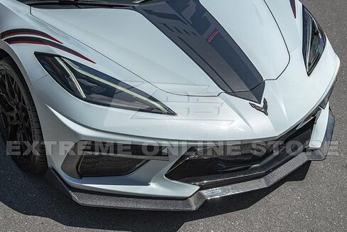 Replacement For 2020-Present Chevrolet Corvette C8 Stingray & Z51 Models | GM 5VM Style 2 Pieces Front Bumper Lower Lip Splitter (ABS Plastic - Primer Black) in Saudi Arabia