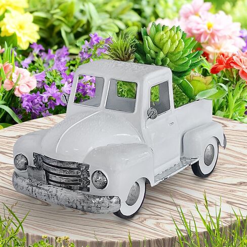 Farmhouse Vintage Red Truck Decor, Metal Handcrafted Christmas Trucks Outdoor/Indoor Holiday Decoration,Decorative Trucks Planter for Your Living Room, Kitchen Dining Garden Table in Saudi Arabia