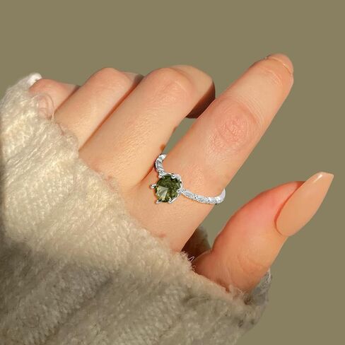 Peridot Ring for Women – Stunning Silver Ring Featuring Oval Olive Green Ring Center Stone, Dainty Birthstone Jewelry for Everyday Elegance in Saudi Arabia