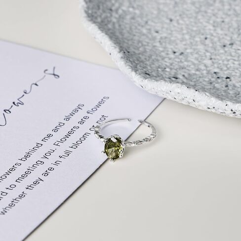 Peridot Ring for Women – Stunning Silver Ring Featuring Oval Olive Green Ring Center Stone, Dainty Birthstone Jewelry for Everyday Elegance in Saudi Arabia