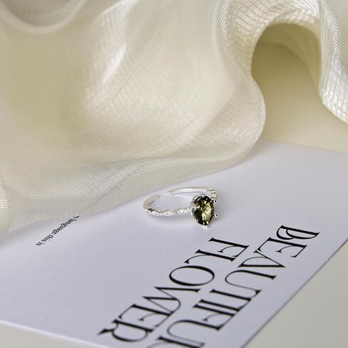 Peridot Ring for Women – Stunning Silver Ring Featuring Oval Olive Green Ring Center Stone, Dainty Birthstone Jewelry for Everyday Elegance in Saudi Arabia