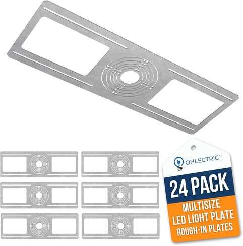 OHLECTRIC Recessed Light Mounting Plate, Rough-in Plates. Multi-Size 2" 3" 3¾" 4" 5" 6" Adjustable Holes w/ Alignment Notches, Recessed LED 26" x 8.3" Pre-Construction Fixture Support Plate (48 Pack) in Kuwait