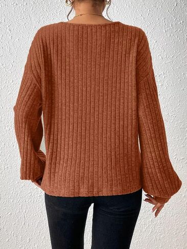 Women's Fall V Neck Sweaters 2025 Loose Fit Lightweight Casual Tunic Fashion Tops in Saudi Arabia