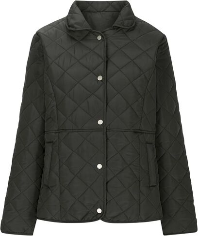 Quilted Jackets For Women Long Sleeve Button Down Lightweight Puffer Jacket Outerwear Coats with Pockets in Saudi Arabia