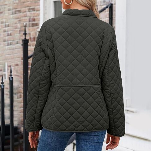 Quilted Jackets For Women Long Sleeve Button Down Lightweight Puffer Jacket Outerwear Coats with Pockets in Saudi Arabia