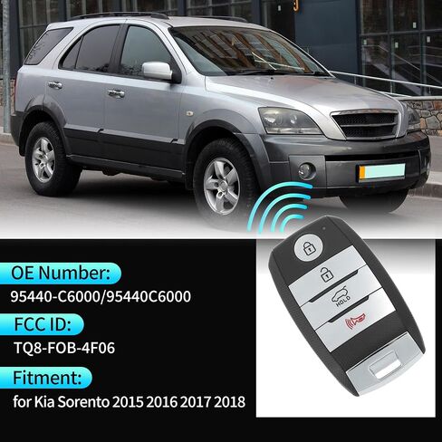 X AUTOHAUX TQ8-FOB-4F06 433 MHz Replacement Keyless Entry Remote Smart Key Fob for Kia Sorento 2015 2016 2017 2018 NO.95440-C6000/95440C6000 4 Buttons in Saudi Arabia