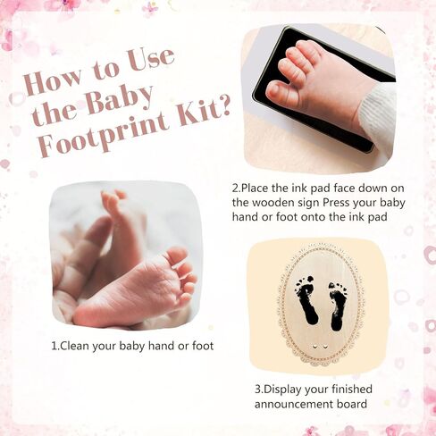 لافتة إعلان Hello World Baby، لافتة على شكل قوس وردي لحديثي الولادة، لافتة اسم خشبية للمستشفى، مع وسادة حبر لليد وبصمات القدم، وقلم تحديد، وشريط فيونكة لدعامة صورة الطفل وتذكارها in Kuwait