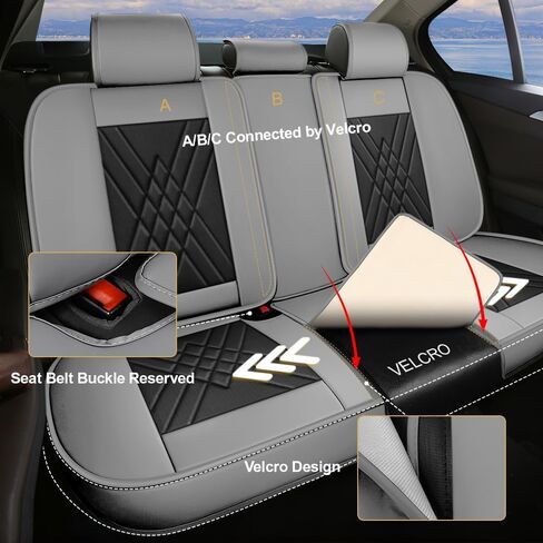 Car Seat Covers Fit for Hyundai Tucson 2005-2025 Airbag Compatible 360° Full Wrapped Set Covers Premium Nappa Leather Storage Pocket Zipper Design, Black Gray, Full Set in Kuwait