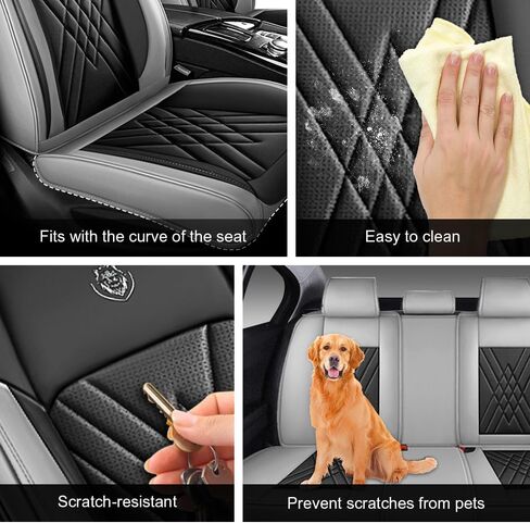 Car Seat Covers Fit for Hyundai Tucson 2005-2025 Airbag Compatible 360° Full Wrapped Set Covers Premium Nappa Leather Storage Pocket Zipper Design, Black Gray, Full Set in Kuwait