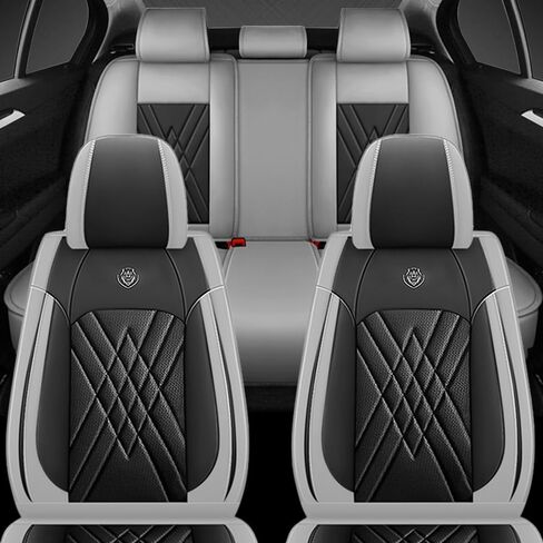 Car Seat Covers Fit for Hyundai Tucson 2005-2025 Airbag Compatible 360° Full Wrapped Set Covers Premium Nappa Leather Storage Pocket Zipper Design, Black Gray, Full Set in Kuwait