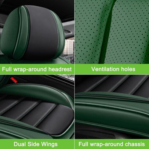 أغطية مقاعد جلدية لسيارة Toyota Corolla 2006-2025 2026، أغطية مقاعد السيارة مجموعة كاملة، واقيات مقاعد مقاومة للماء، أغطية مقاعد السيارات، مقاعد داخلية ناعمة للسيارات (أسود وأخضر) in Kuwait