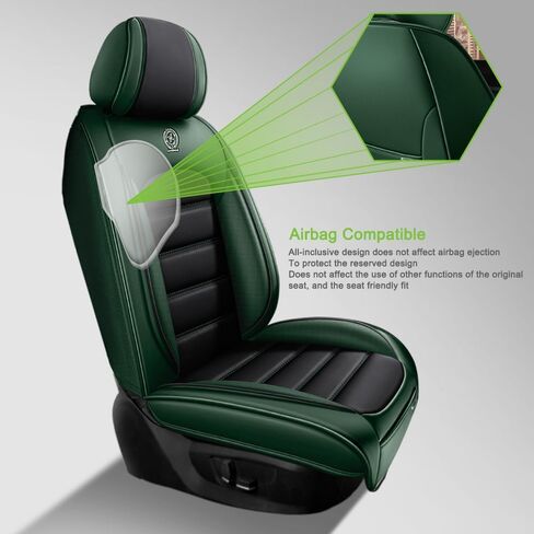 أغطية مقاعد جلدية لسيارة Toyota Corolla 2006-2025 2026، أغطية مقاعد السيارة مجموعة كاملة، واقيات مقاعد مقاومة للماء، أغطية مقاعد السيارات، مقاعد داخلية ناعمة للسيارات (أسود وأخضر) in Kuwait