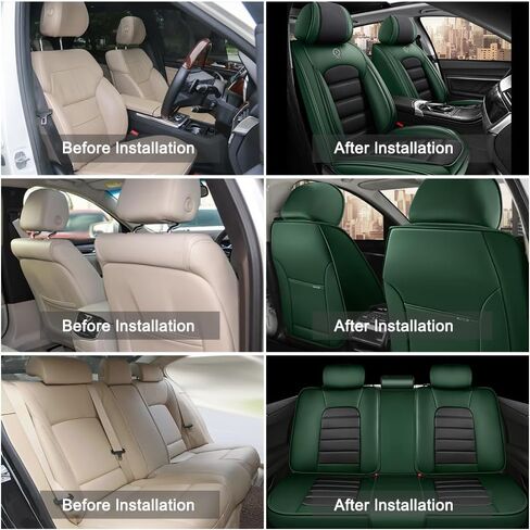 أغطية مقاعد جلدية لسيارة Toyota Corolla 2006-2025 2026، أغطية مقاعد السيارة مجموعة كاملة، واقيات مقاعد مقاومة للماء، أغطية مقاعد السيارات، مقاعد داخلية ناعمة للسيارات (أسود وأخضر) in Kuwait