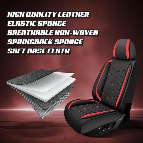 Car Seat Covers for Toyota Camry 2000-2025, Premium Nappa Leather Car Seat Cover, Stylish Sport Seat Covers， Automobile Seat Cover Sets.(Luxury 5 Seats/Black Red) in Saudi Arabia