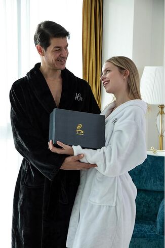Jecery His and Hers Robes Set Flannel Kimono Robes for Women Men Mr and Mrs Matching Robes for Couples with 18.6 oz Mr and Mrs Coffee Mugs Set for Winter Wedding Anniversary Engagement Love Gift in Saudi Arabia